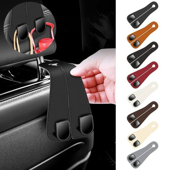 Car Seat Back Double Hooks | Heavy Duty Organizer Hanger for Bag Purse Grocery Storage | Easy Install | Universal Fit | Set of 2 | 17x8cm Durable Plastic | Space Saving Car Accessories