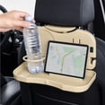 thumbnail image 1 of Car Seat Back Foldable Tray Table with Cup Holders, Sturdy Hard Plastic Structure, Space Saving Travel Desk for Road Trip Eating, Snacks, Drinks and Family Vehicle Use, 1 of 6