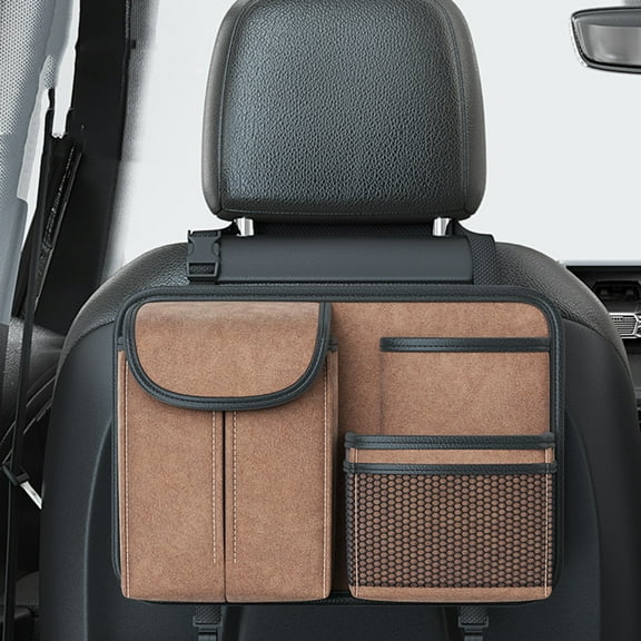 Car Seat Back Organizer with 4-Layer Pockets, Heavy Duty Hanging Storage Bag – Multi-Compartment Rear Seat Caddy for Travel Essentials, Childs Toys, Snacks and Tech