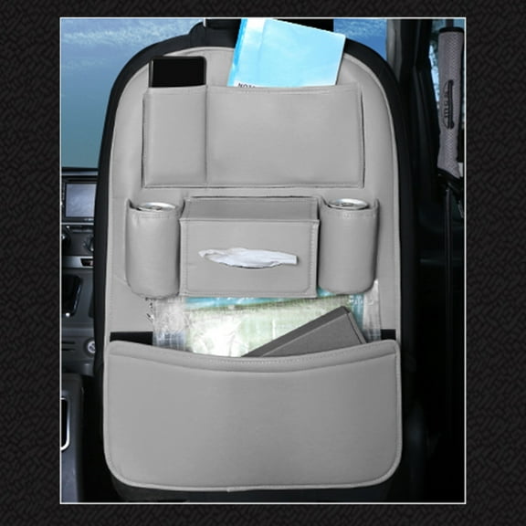Car Seat Back Organizer, Hanging Car Leather Organizer, 23x17 Inch Large Capacity Seat Back Hanging Organizers Storage Bag, Detachable Seat Back Waterproof Car Storage Trunk Organizer