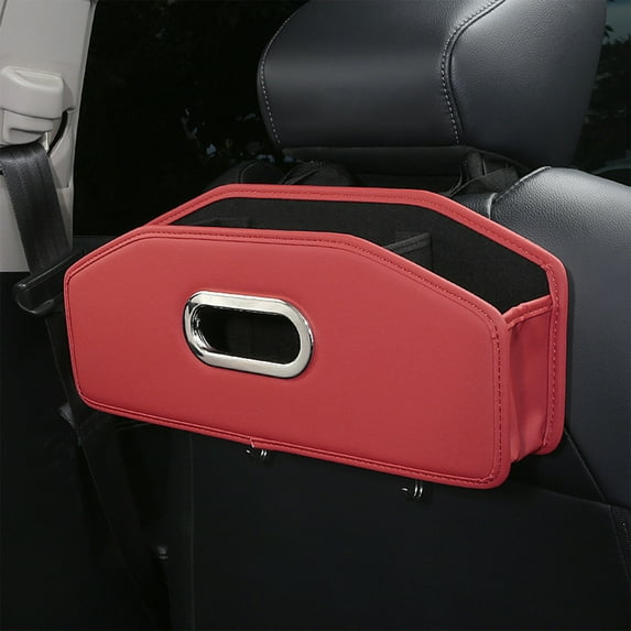 Car Seat Back Organizer Leather Hangable Organizer Paper Towel Case Car Backseat Mug Cup Organizer Storage Box Car Interior Decoration, Car Accessories