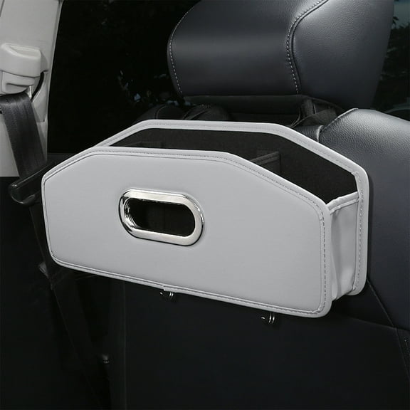 Car Seat Back Organizer Leather | Hangable Tissue Holder, Cup Storage, Multi-Compartment Car Backseat Box | Fits Most Vehicles | 1 Pc | 14.17x6.29x3.54 in | Beige/Brown/Gray/Orange/Wine