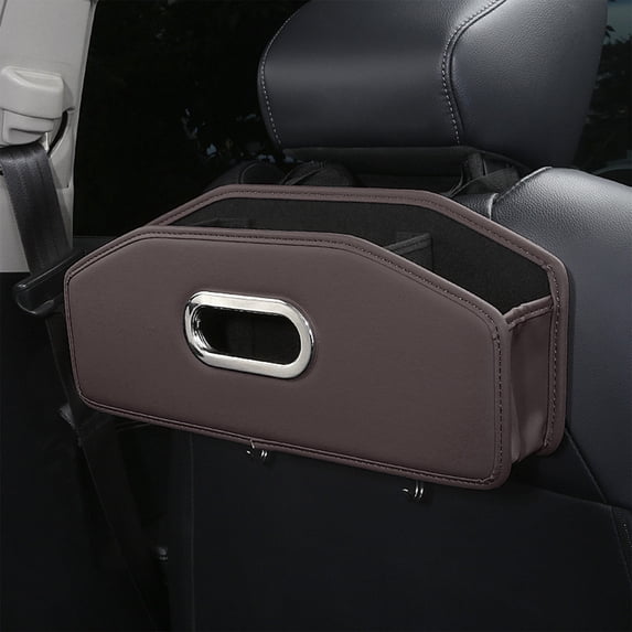 Car Seat Back Organizer, Leather Hanging Storage Box with Tissue Holder and Cup Organizer, Multifunctional Backseat Organizer for Auto Interior Decoration, 14.17x6.29x3.54in, Multiple Colors