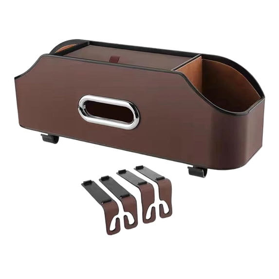 Car Seat Back Organizer Tissue Box Holder Universal Travel Multifunctional Detachable Storing Paper Towels Backseat Storage Box Brown