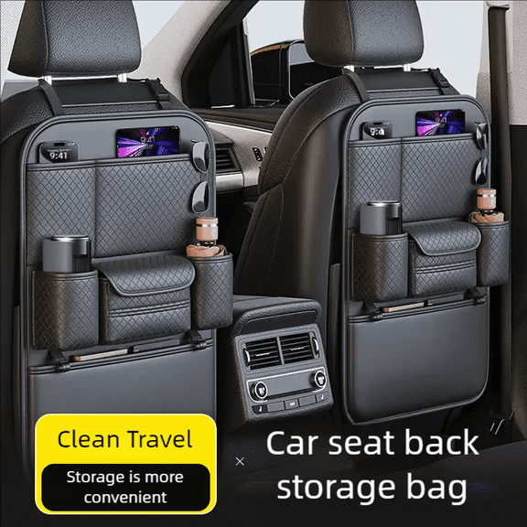 Car Seat Back Organizer with Multi Pockets, Oxford Fabric Backseat Storage Bag, Wear-Resistant Kick Mat for SUV Truck Travel