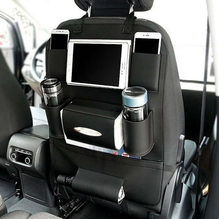 Car Seat Back Protector Kick Mats Storage Bag Leather Car Backseat Organizer  with Holder Multipurpose Use for Baby Kids Travel 