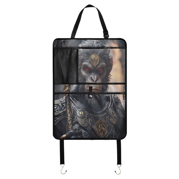 Car Seat Back Protector,Waterproof & Stain Resistant Kick Mats with Tablet Holder & Organizer Pockets,Easy-Clean Nylon Back Seat Protector A Mythological Monkey