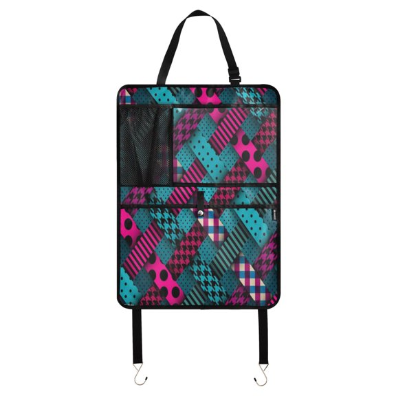 Car Seat Back Protector,Waterproof & Stain Resistant Kick Mats with Tablet Holder & Organizer Pockets,Easy-Clean Nylon Back Seat Protector Red Polka Dot