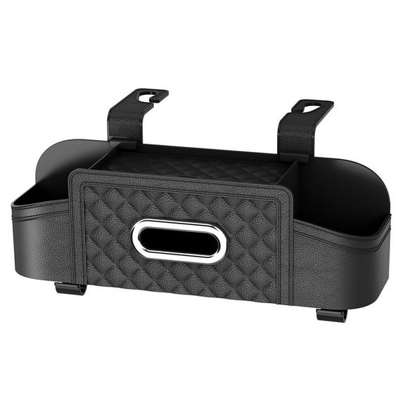 Car Seat Back Storage Box Multifunctional Auto Tissue Universal Backseat Water Cup Holder Hanging Organizer Black