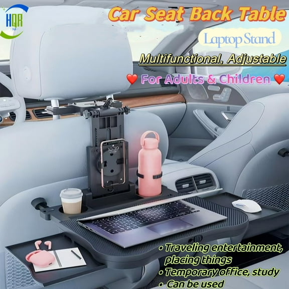 Car Seat Back Storage Table,Auto Tray Mount,Phone and Laptop Stand,Multifunctional,Adjustable,for Adults&Kids,Black