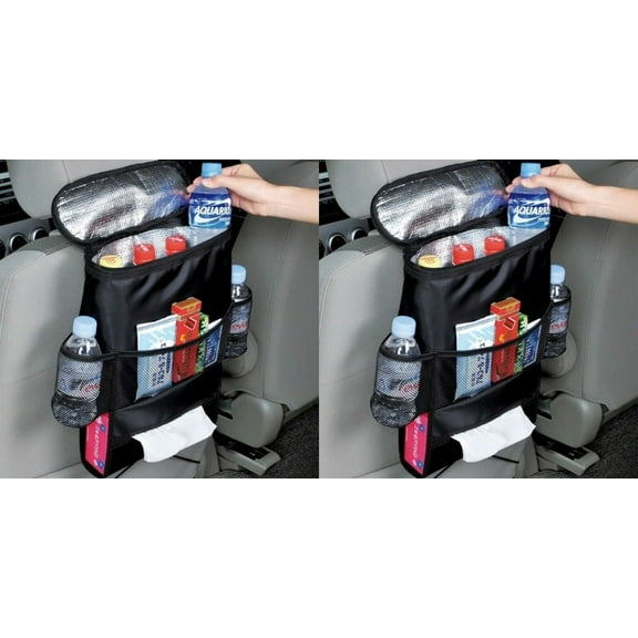 Car Seat Back Warmer/Cooler Organizer Bag with Tissue Box Drinks- 2 Pack