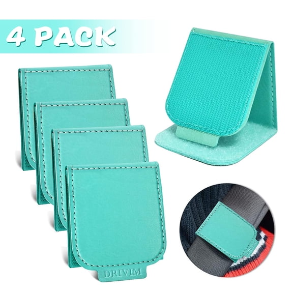 Car Seat Belt Adjuster, 4 Pack Premium PU Leather Seatbelt Clip for Vehicle Automobile Comfort Universal Shoulder Neck Strap Positioner for Adults (Turquoise)