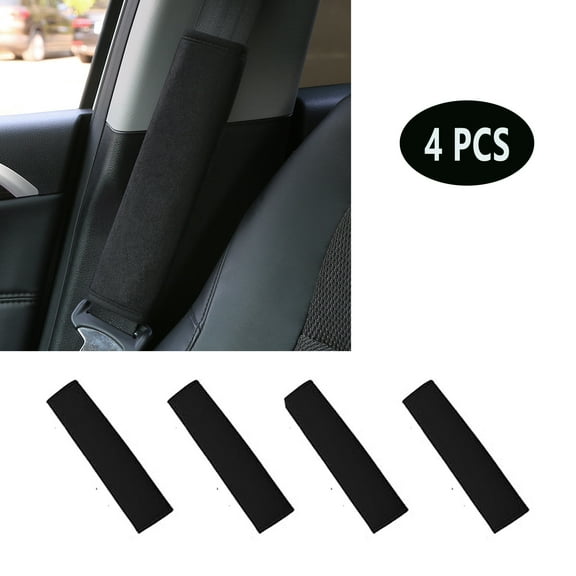 Car Seat Belt Cover Pads,4Pcs Soft Car Seat Belt Strap Shoulder Pad for Adults, Suitable for Car , Backpack (Black)