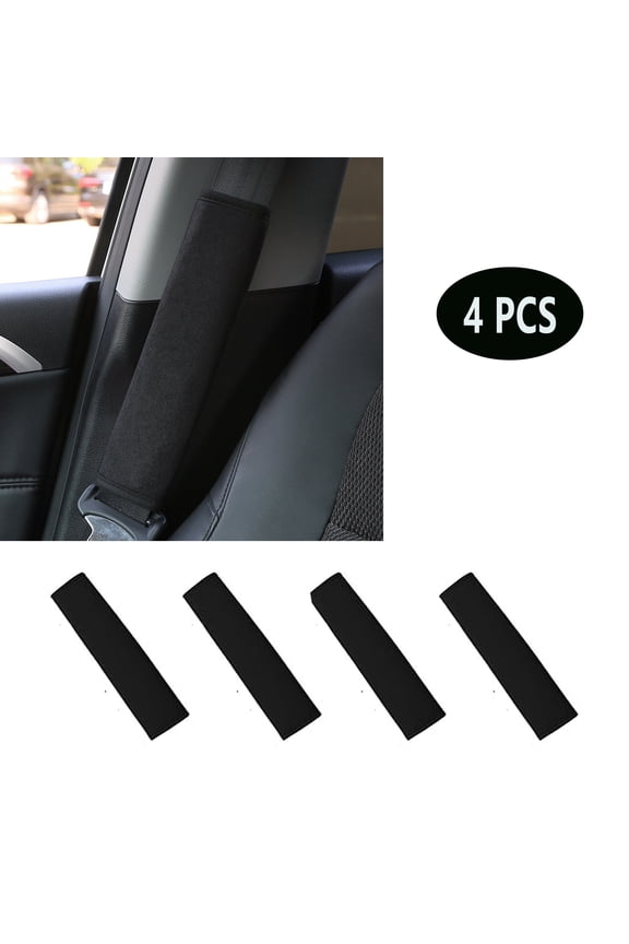 Car Seat Belt Cover Pads,4Pcs Soft Car Seat Belt Strap Shoulder Pad for Adults, Suitable for Car , Backpack (Black)