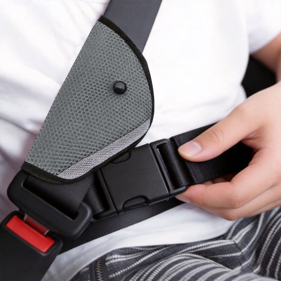 Car Seat Belt Holder,Universal Seat Belt Adjuster,Heavy-Duty Shoulder & Belly Protective Padding for Travel,Reusable Soft Breathable Car Seat Straps Pads,Fit for Youth,Adult,5.91x8.86 inch (Grey)