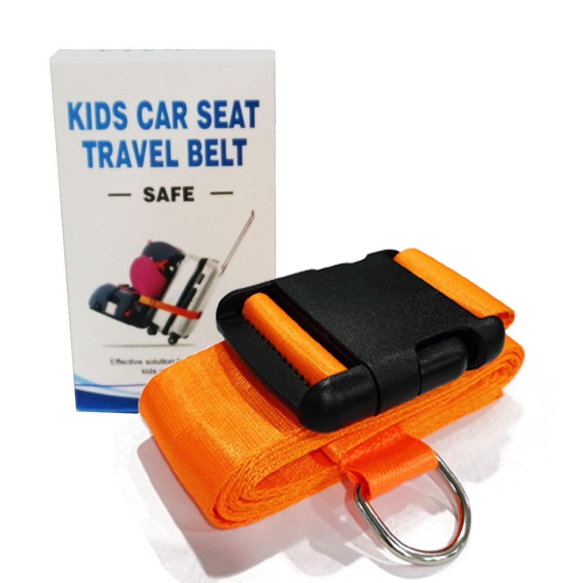 Car Seat Belt Strap to Suitcase,Convert Kid Car Seat and Carry-on Luggage to Airport Stroller Carrier,Safe Travel Solution for Transport (Orange)