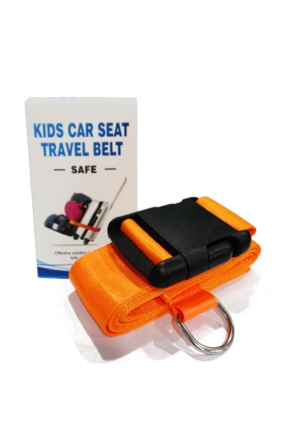 Car Seat Belt Strap to Suitcase,Convert Kid Car Seat and Carry-on Luggage to Airport Stroller Carrier,Safe Travel Solution for Transport (Orange)