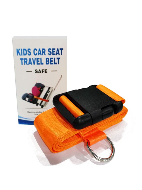 Car Seat Belt Strap to Suitcase,Convert Kid Car Seat and Carry-on Luggage to Airport Stroller Carrier,Safe Travel Solution for Transport (Orange)
