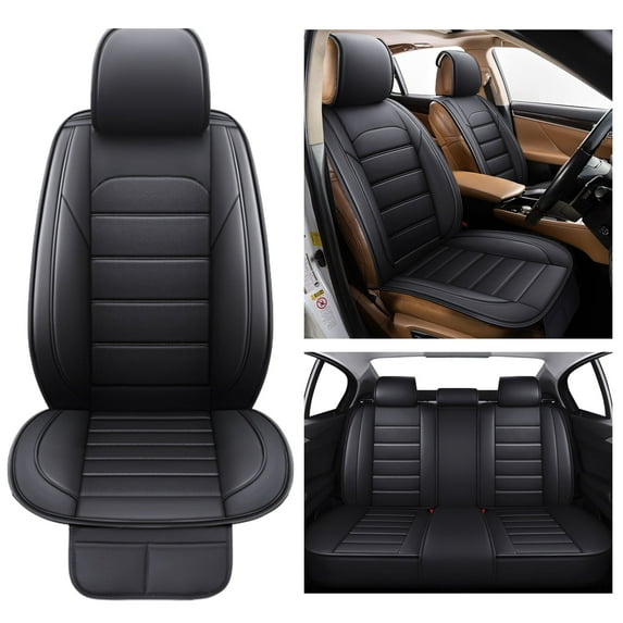 Car Seat Cover 5 Seats,For 2000-2024 Nissan Sentra Rogue Versa PU Leather Automotive Vehicle Cushion Covers Interior Accessories Black