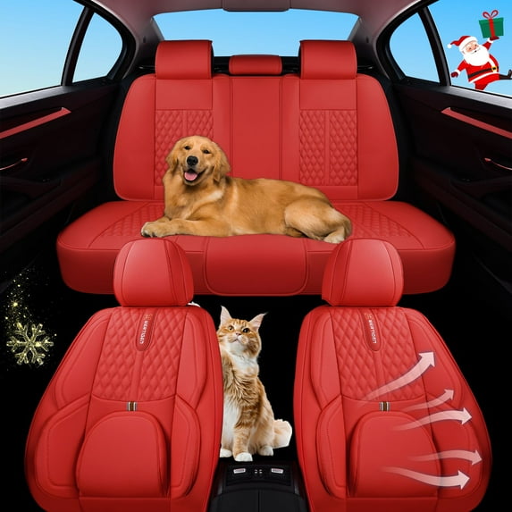 Car Seat Cover for Acura TSX 2004-2014, Red Car Seat Covers, Faux Leather, Full Set of 5 Seats, With Lumbar Support, Waterproof, Protect and Upgrade Seats, Beautify the Interior of Old Cars