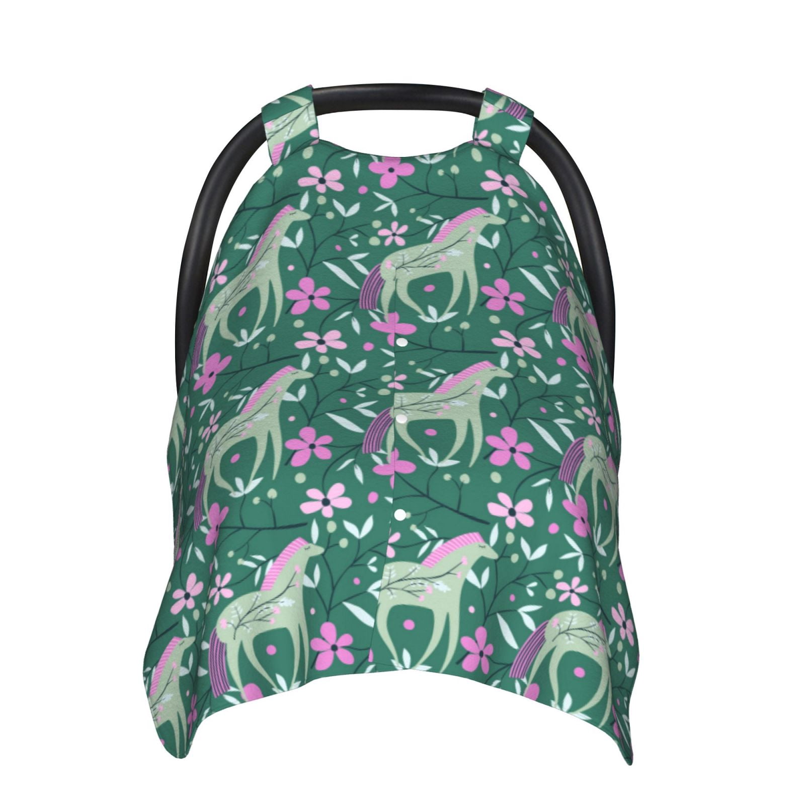 Car Seat Cover Baby - Abstract Cute Horse Flower Green Breathable Infant Car Seat Cover for Baby Carseat, Lightweight Comfort Baby Essentials Must Haves Newborn Stuff for Girl Boy
