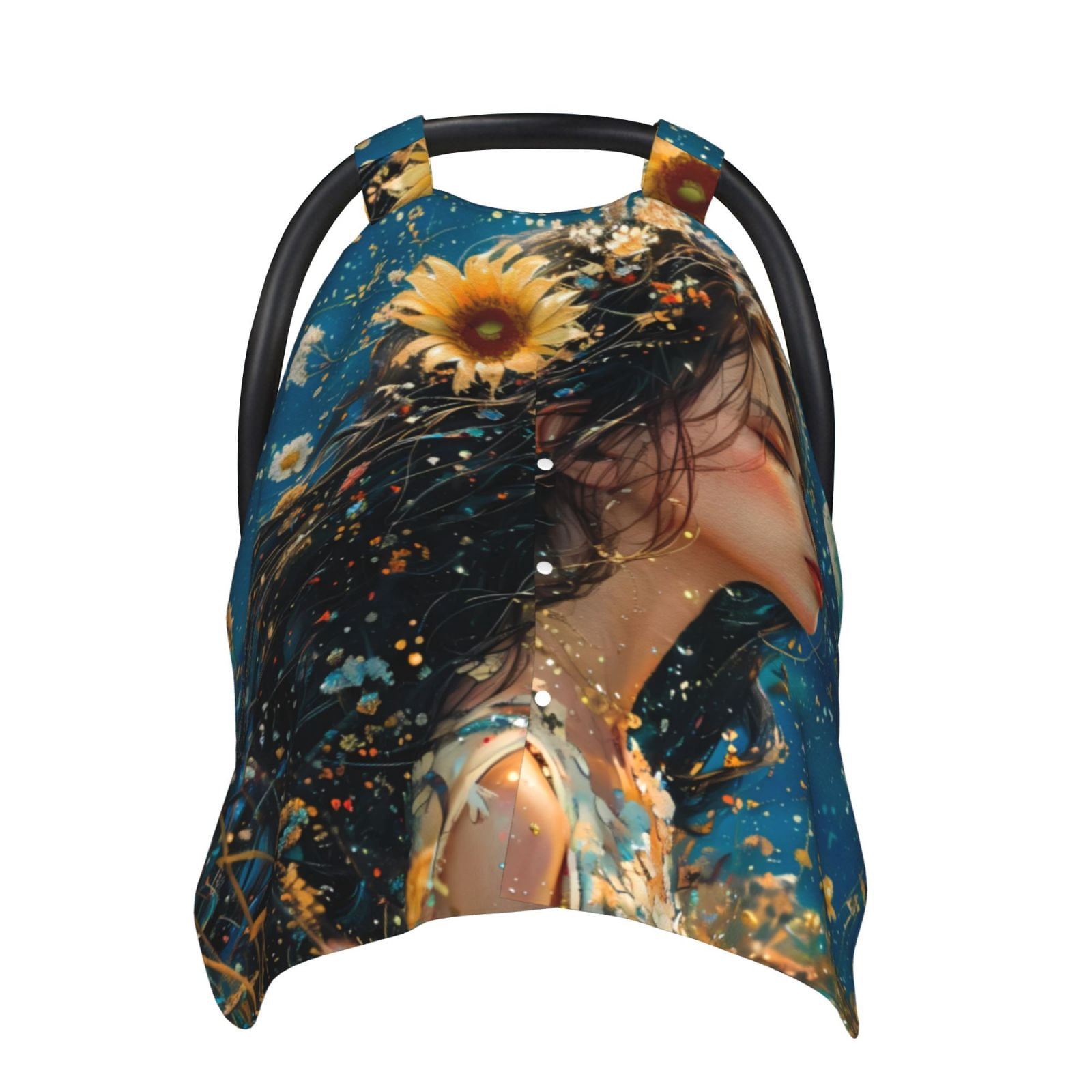 Car Seat Cover Baby - Artistic Night Sky Sunflower Princess Breathable Infant Car Seat Cover for Baby Carseat, Lightweight Comfort Baby Essentials Must Haves Newborn Stuff for Girl Boy