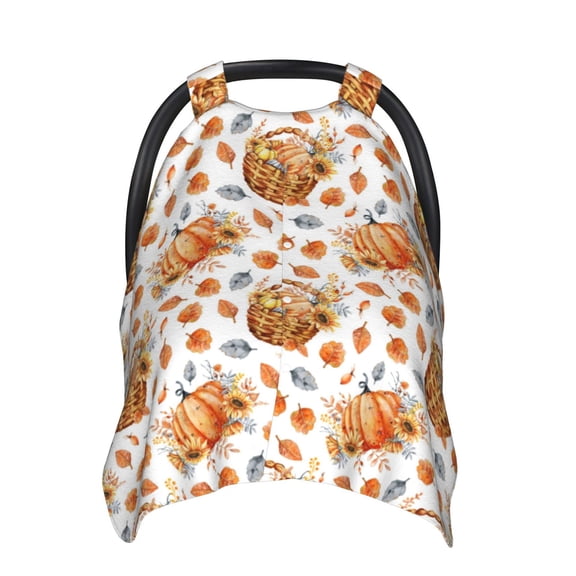 Car Seat Cover Baby - Autumn Harvest Baskets Breathable Infant Car Seat Cover for Baby Carseat, Lightweight Comfort Baby Essentials Must Haves Newborn Stuff for Girl Boy