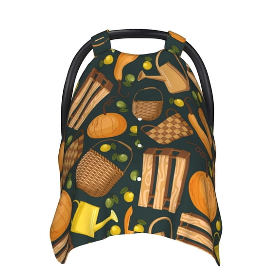 Car Seat Cover Baby - Autumn Harvest Pumpkin Basket Breathable Infant Car Seat Cover for Baby Carseat, Lightweight Comfort Baby Essentials Must Haves Newborn Stuff for Girl Boy