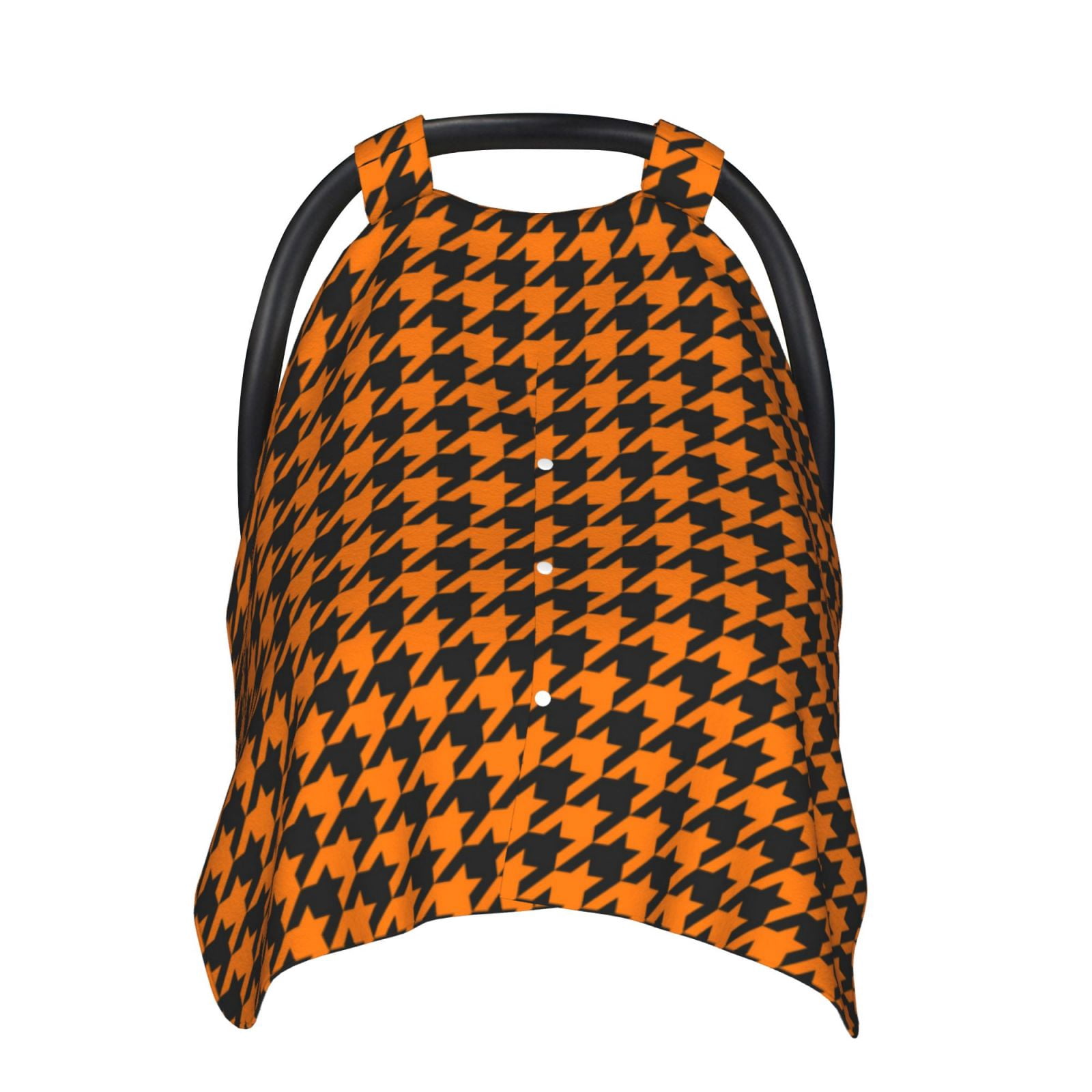 Car Seat Cover Baby - Black And Orange Houndstooth Breathable Infant Car Seat Cover for Baby Carseat, Lightweight Comfort Baby Essentials Must Haves Newborn Stuff for Girl Boy