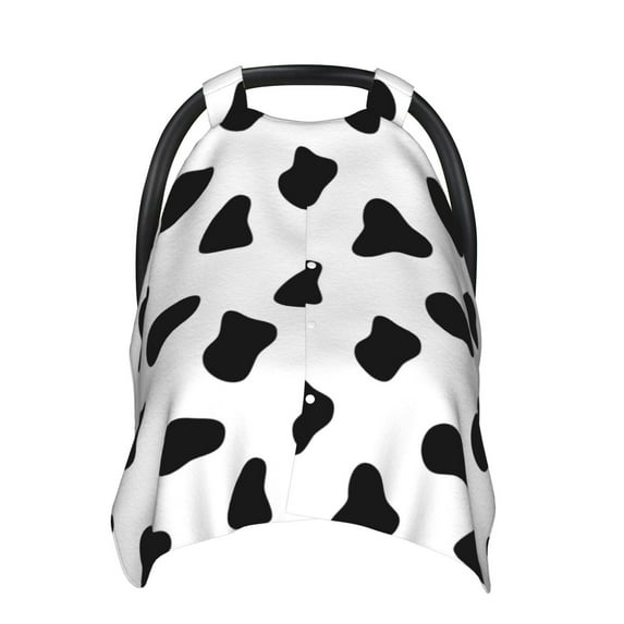 Car Seat Cover Baby, Black White Cow Print Baby Car Seat Cover for Baby Boys Girls Newborn , Infant Car Seat Canopy Cover Nursing Breastfeeding Cover Warm Blanket