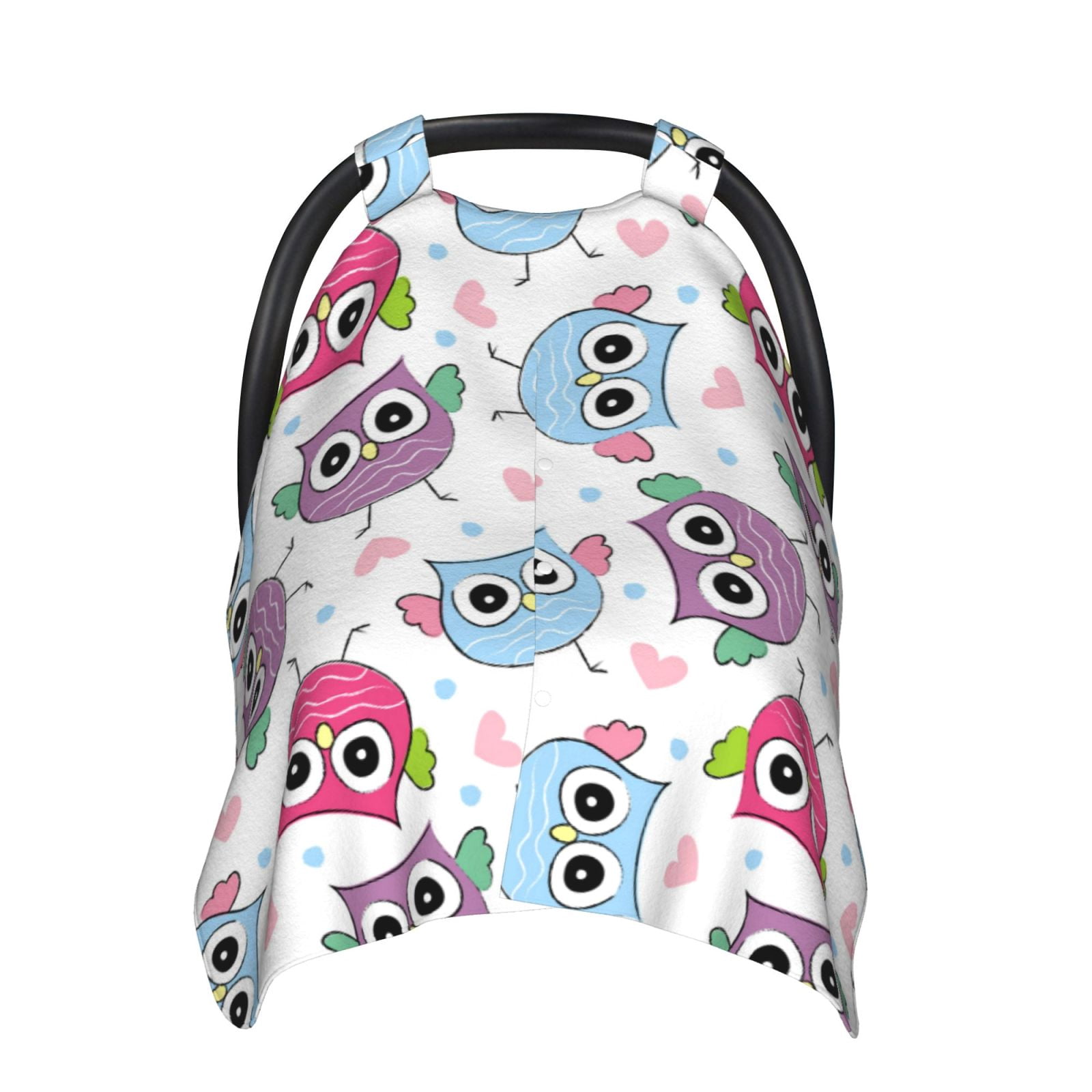 Car Seat Cover Baby - Blue Purple Pink Owl Breathable Infant Car Seat Cover for Baby Carseat, Lightweight Comfort Baby Essentials Must Haves Newborn Stuff for Girl Boy