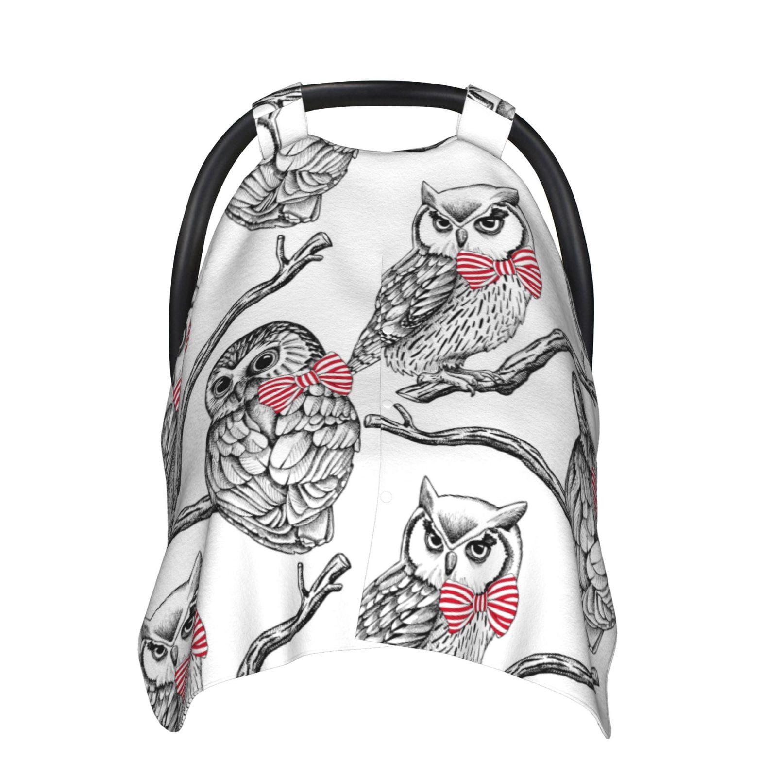 Car Seat Cover Baby - Bow Tie Owl Breathable Infant Car Seat Cover for Baby Carseat, Lightweight Comfort Baby Essentials Must Haves Newborn Stuff for Girl Boy
