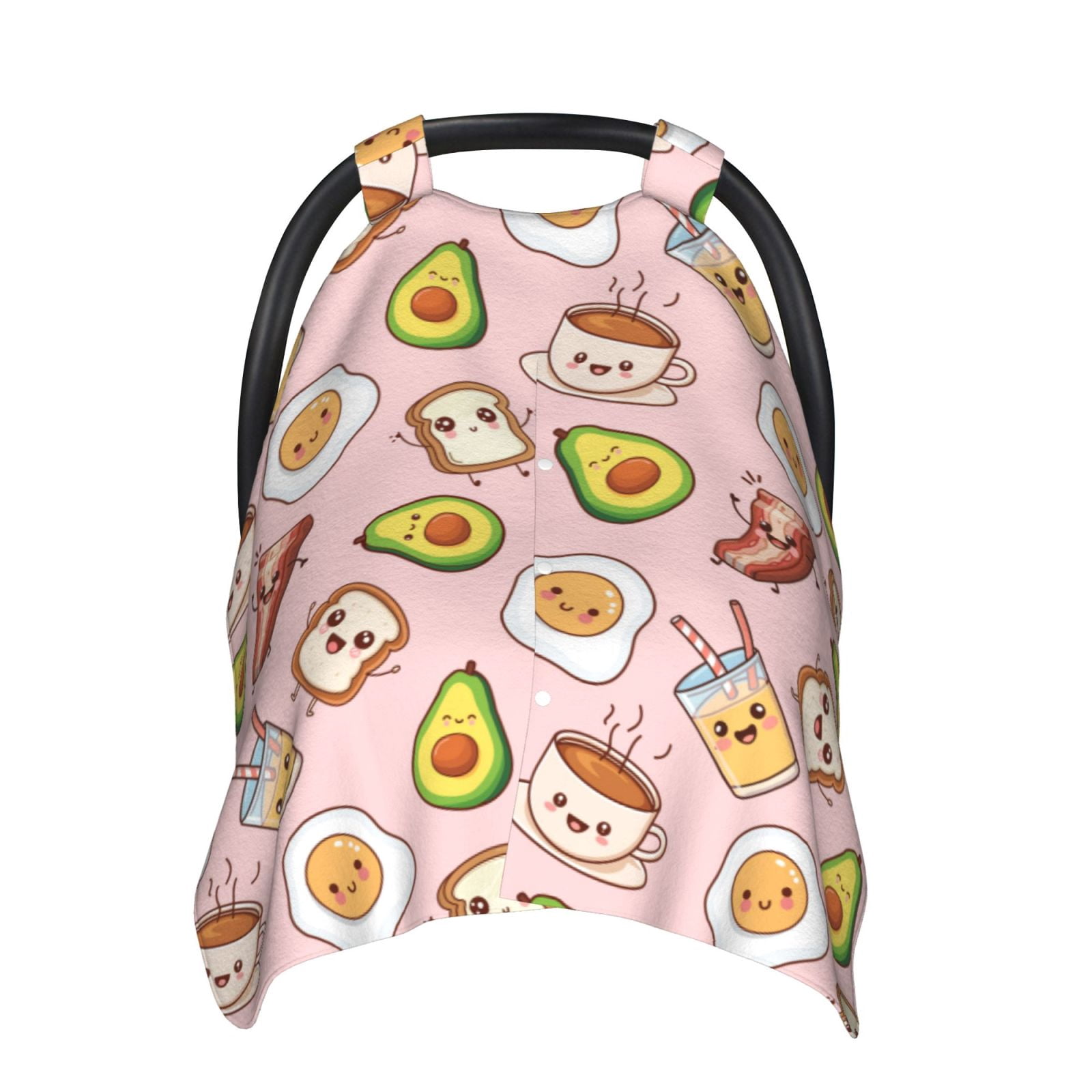 Car Seat Cover Baby - Breakfast Breathable Infant Car Seat Cover for Baby Carseat, Lightweight Comfort Baby Essentials Must Haves Newborn Stuff for Girl Boy