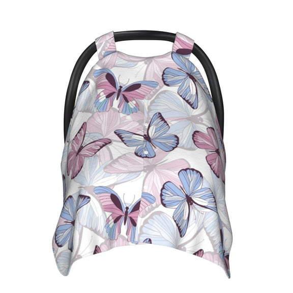 Car Seat Cover Baby - Butterflies in Pastel Breathable Infant Car Seat Cover for Baby Carseat, Lightweight Comfort Baby Essentials Must Haves Newborn Stuff for Girl Boy