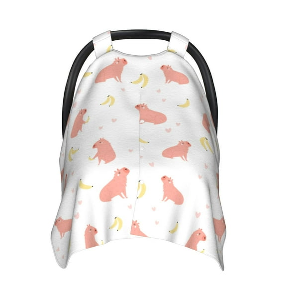 Car Seat Cover Baby - Capybaras Banana Breathable Infant Car Seat Cover for Baby Carseat, Lightweight Comfort Baby Essentials Must Haves Newborn Stuff for Girl Boy
