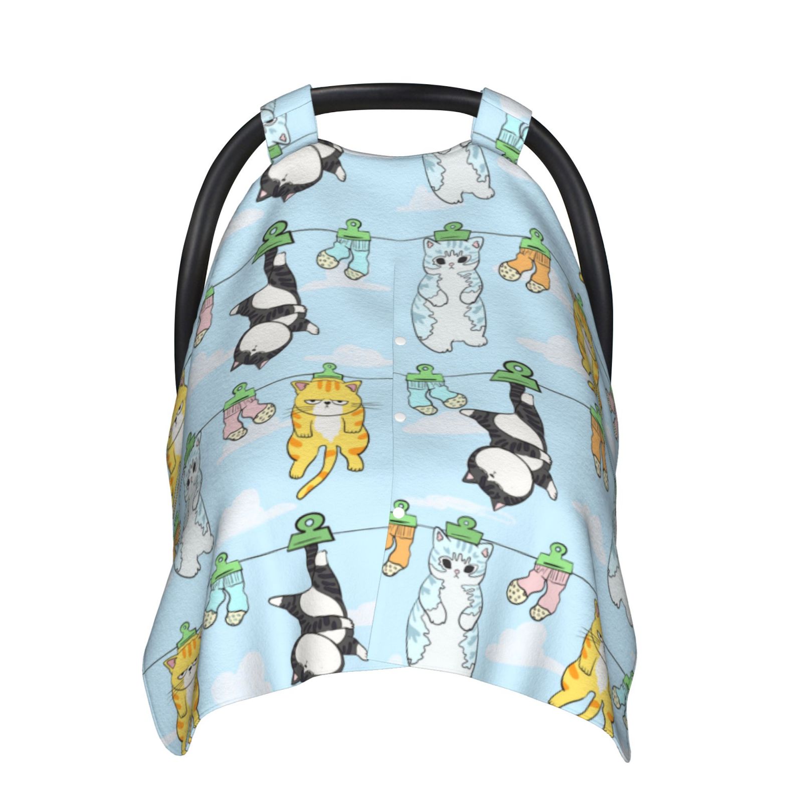 Car Seat Cover Baby - Cartoon Cat Breathable Infant Car Seat Cover for Baby Carseat, Lightweight Comfort Baby Essentials Must Haves Newborn Stuff for Girl Boy
