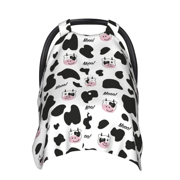 Car Seat Cover Baby - Cartoon Cute Cow Print Cow Head Breathable Infant Car Seat Cover for Baby Carseat, Lightweight Comfort Baby Essentials Must Haves Newborn Stuff for Girl Boy