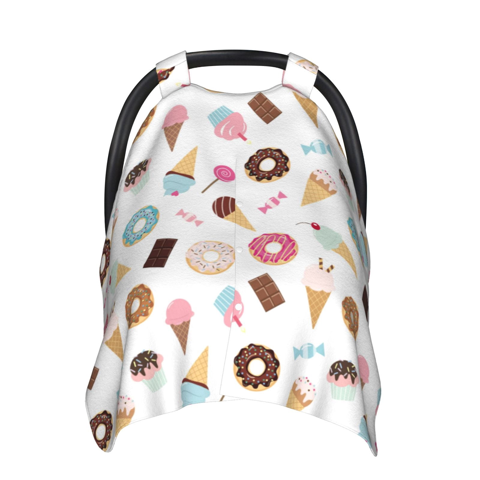 Car Seat Cover Baby - Cartoon Donut Ice Cream Candy Breathable Infant Car Seat Cover for Baby Carseat, Lightweight Comfort Baby Essentials Must Haves Newborn Stuff for Girl Boy