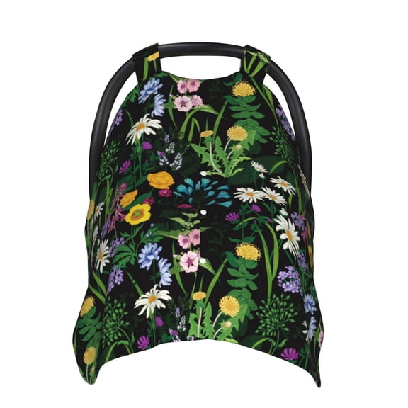 Car Seat Cover Baby - Chamomile Breathable Infant Car Seat Cover for Baby Carseat, Lightweight Comfort Baby Essentials Must Haves Newborn Stuff for Girl Boy