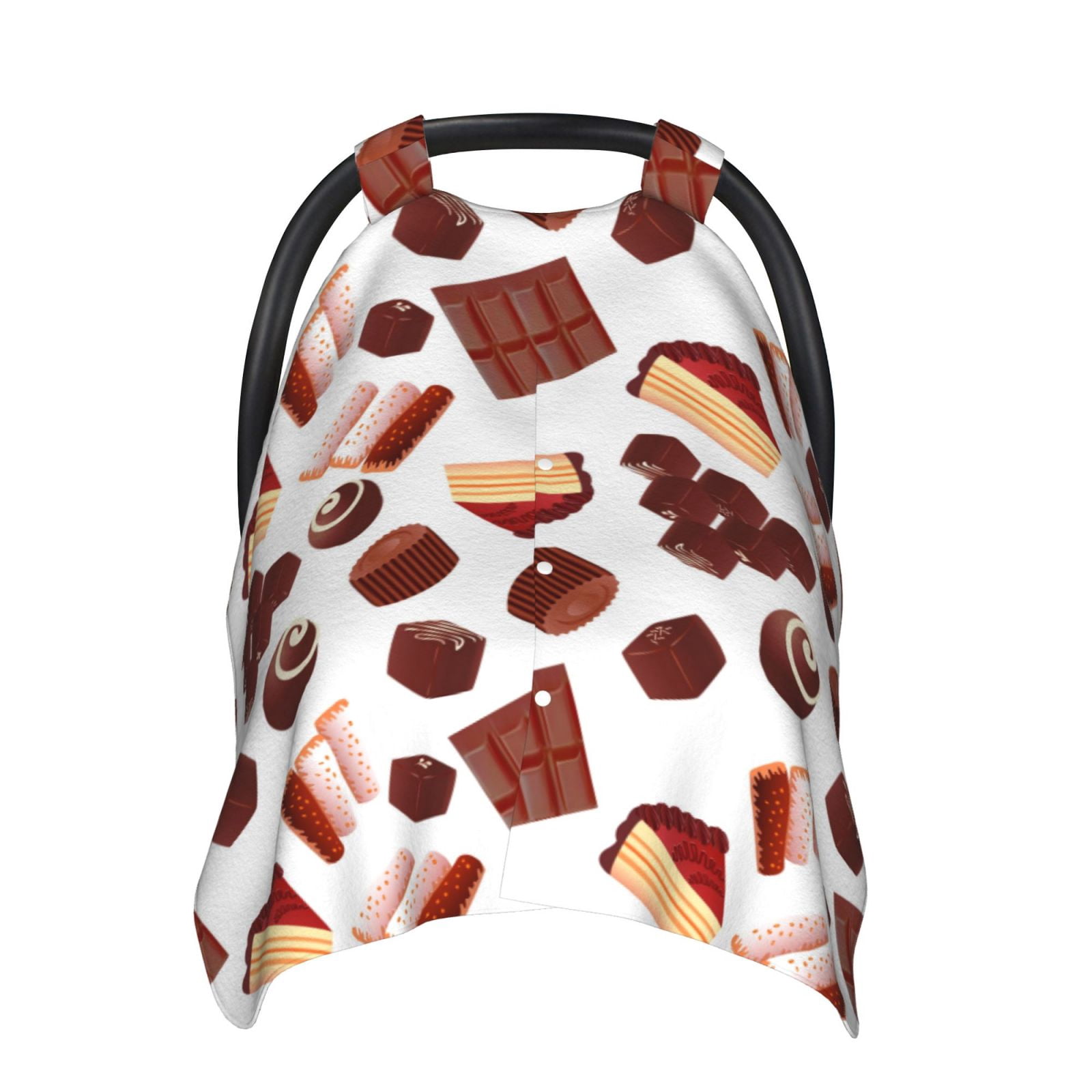 Car Seat Cover Baby - Chocolate Print No.J93 Breathable Infant Car Seat Cover for Baby Carseat, Lightweight Comfort Baby Essentials Must Haves Newborn Stuff for Girl Boy