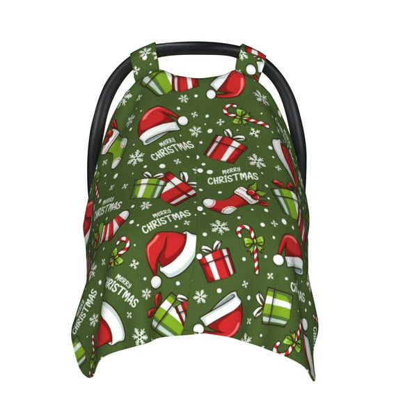 Car Seat Cover Baby - Christmas Hat sock Breathable Infant Car Seat Cover for Baby Carseat, Lightweight Comfort Baby Essentials Must Haves Newborn Stuff for Girl Boy