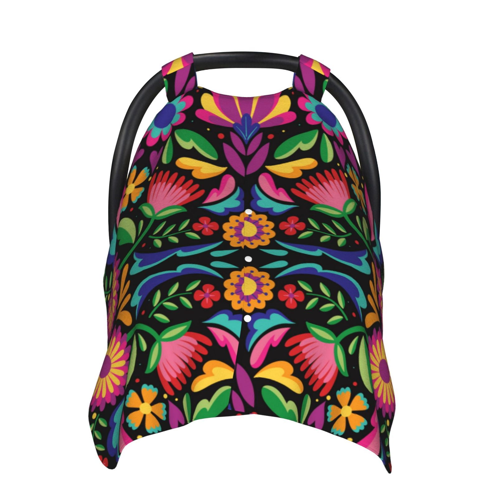 Car Seat Cover Baby - Colorful Floral Embroidery Mexican Breathable Infant Car Seat Cover for Baby Carseat, Lightweight Comfort Baby Essentials Must Haves Newborn Stuff for Girl Boy
