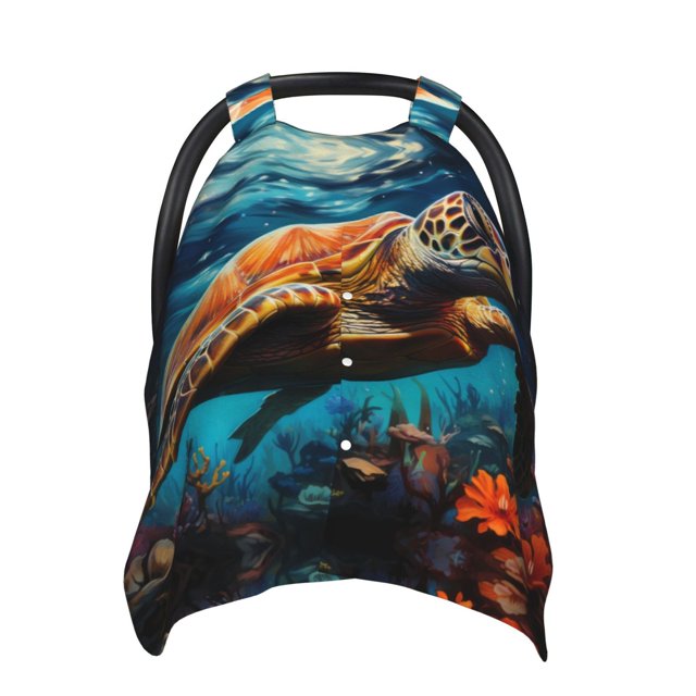 Car Seat Cover Baby, Colorful Flower Sea Turtle Baby Car Seat Cover for