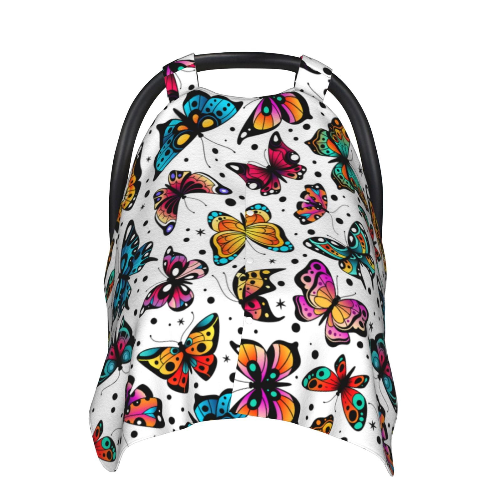 Car Seat Cover Baby - Colorful Flying Butterflies Breathable Infant Car Seat Cover for Baby Carseat, Lightweight Comfort Baby Essentials Must Haves Newborn Stuff for Girl Boy