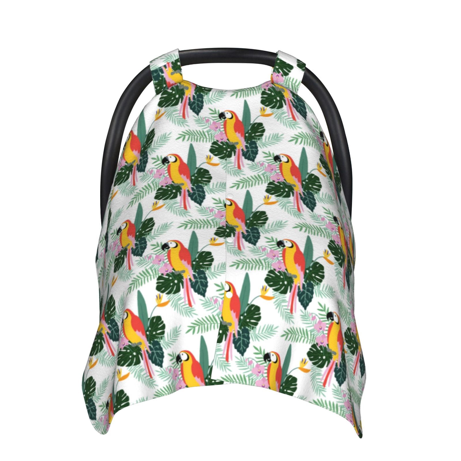Car Seat Cover Baby - Colorful Parrot Flower Palm Leaf Breathable Infant Car Seat Cover for Baby Carseat, Lightweight Comfort Baby Essentials Must Haves Newborn Stuff for Girl Boy