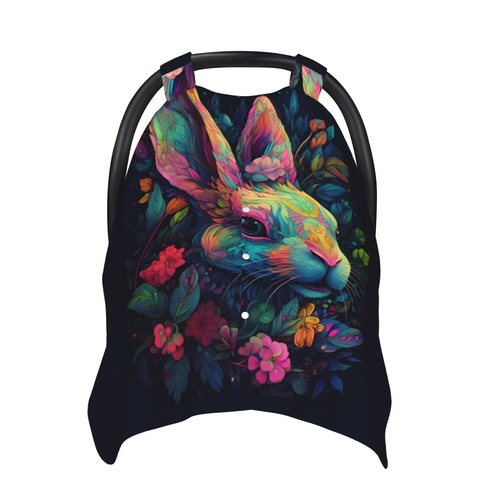 Car Seat Cover Baby - Colorful Patterned Rabbit Breathable Infant Car Seat Cover for Baby Carseat, Lightweight Comfort Baby Essentials Must Haves Newborn Stuff for Girl Boy
