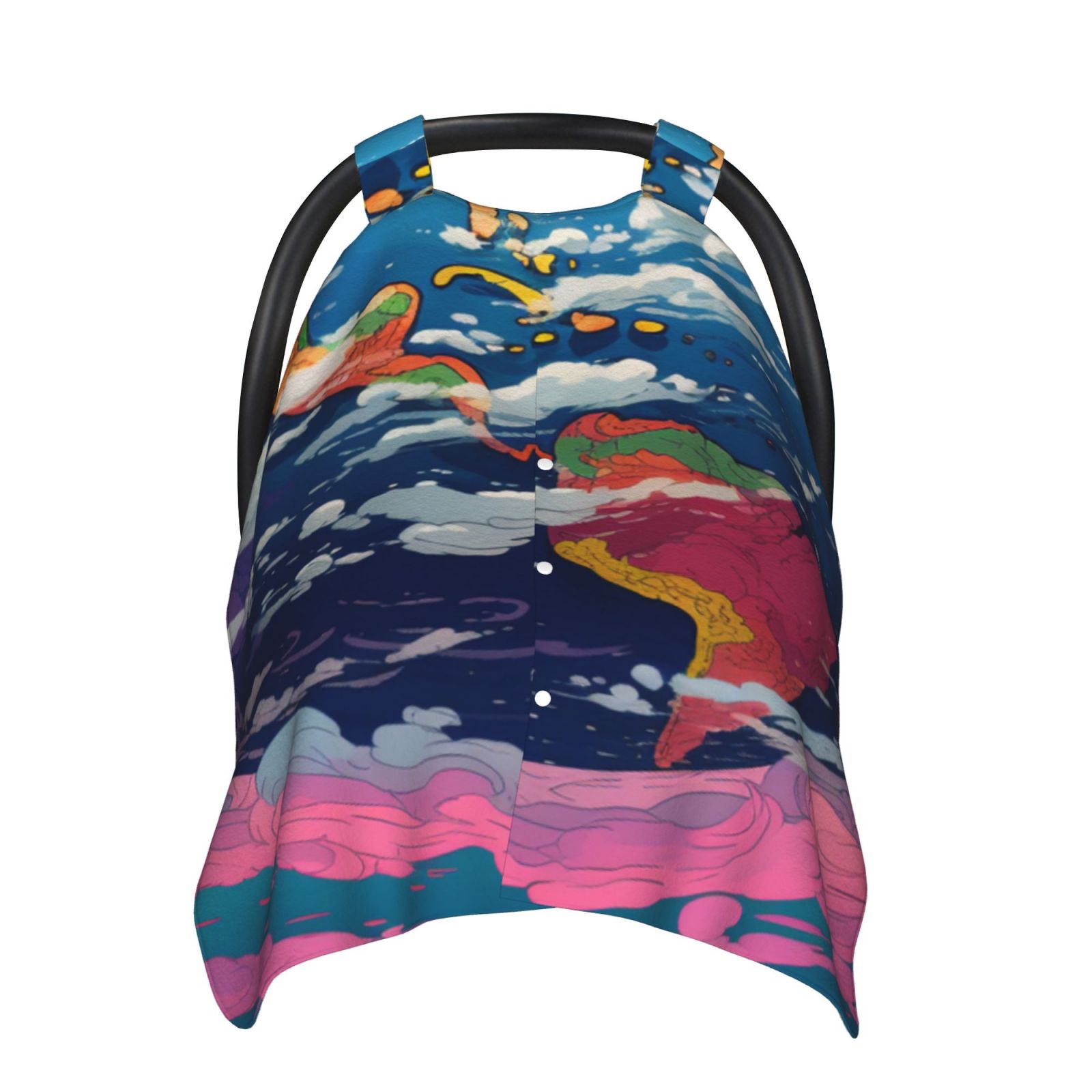 Car Seat Cover Baby - Colorful Whimsical Earth Breathable Infant Car Seat Cover for Baby Carseat, Lightweight Comfort Baby Essentials Must Haves Newborn Stuff for Girl Boy