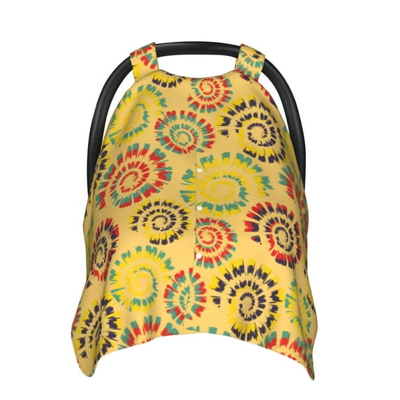 Car Seat Cover Baby - Colourful Tie Dye 1 Carseat Covers Baby for Girl Boy, Lightweight Newborn Car Seat Canopy Breathable Soft Infant Car Seat Cover
