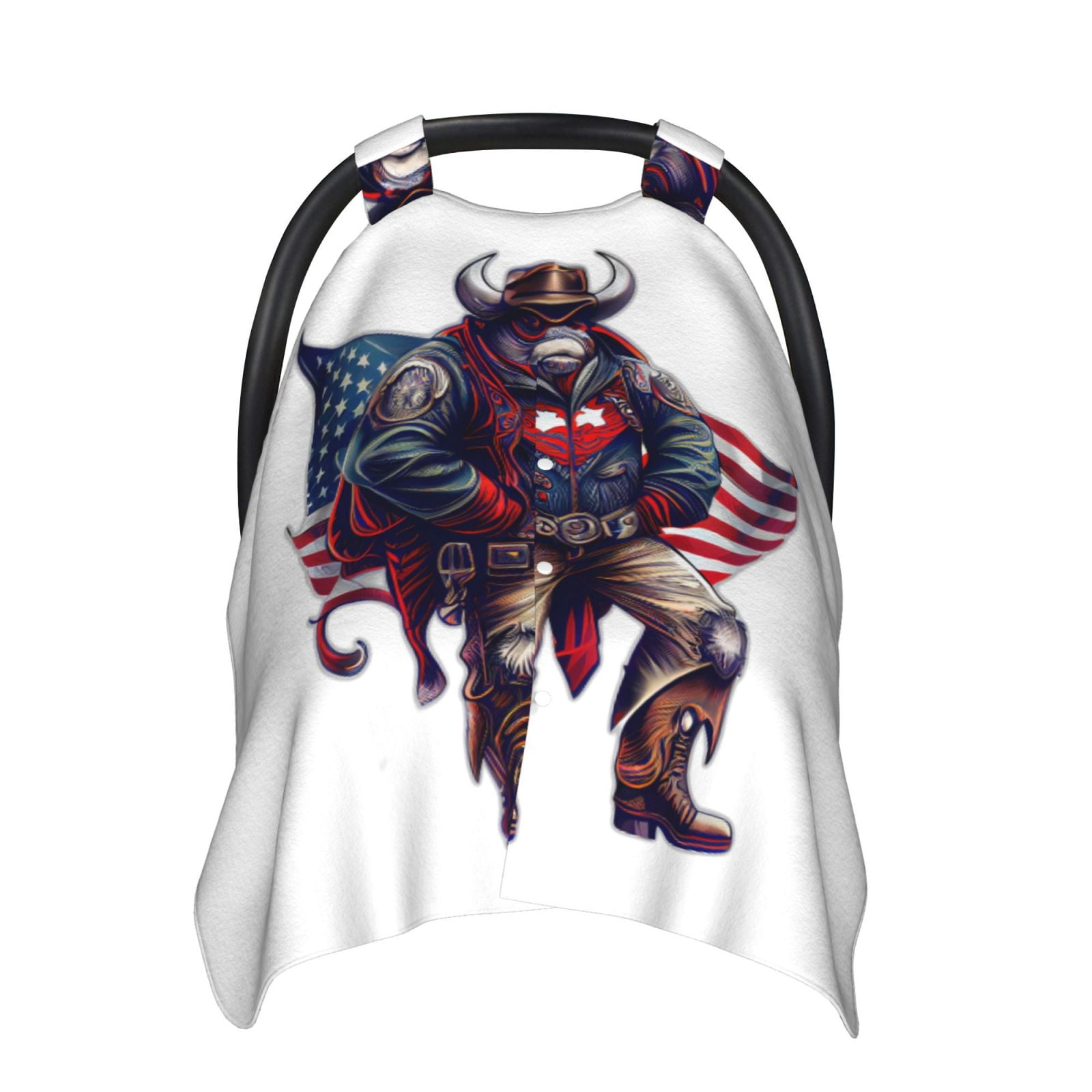 Car Seat Cover Baby - Cool Patriotic Buffalo Cowboy Breathable Infant Car Seat Cover for Baby Carseat, Lightweight Comfort Baby Essentials Must Haves Newborn Stuff for Girl Boy