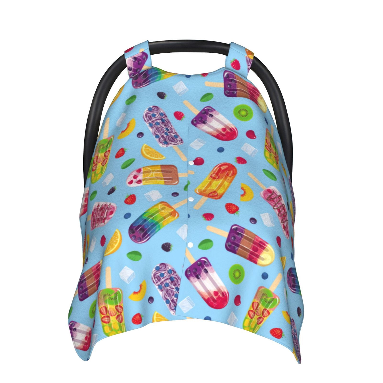 Car Seat Cover Baby - Cool Summer Ice Cream Print Breathable Infant Car Seat Cover for Baby Carseat, Lightweight Comfort Baby Essentials Must Haves Newborn Stuff for Girl Boy